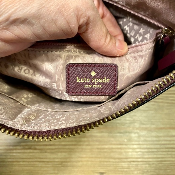 KATE SPADE PLUM LAUREL SAFFIANO LEATHER CROSSBODY LAVENDER KS JACQUARD INTERIOR - Picture 16 of 16